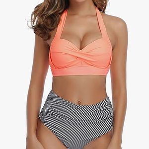 NWOT XL Neon High Waist Bikini